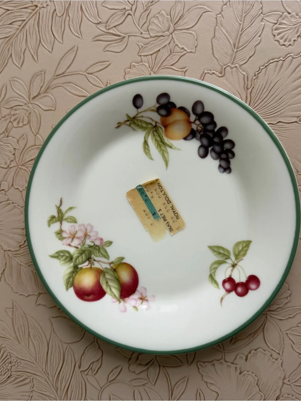 Vintage Royal Doulton 6.5” Fruit Floral Plate Green Rim England